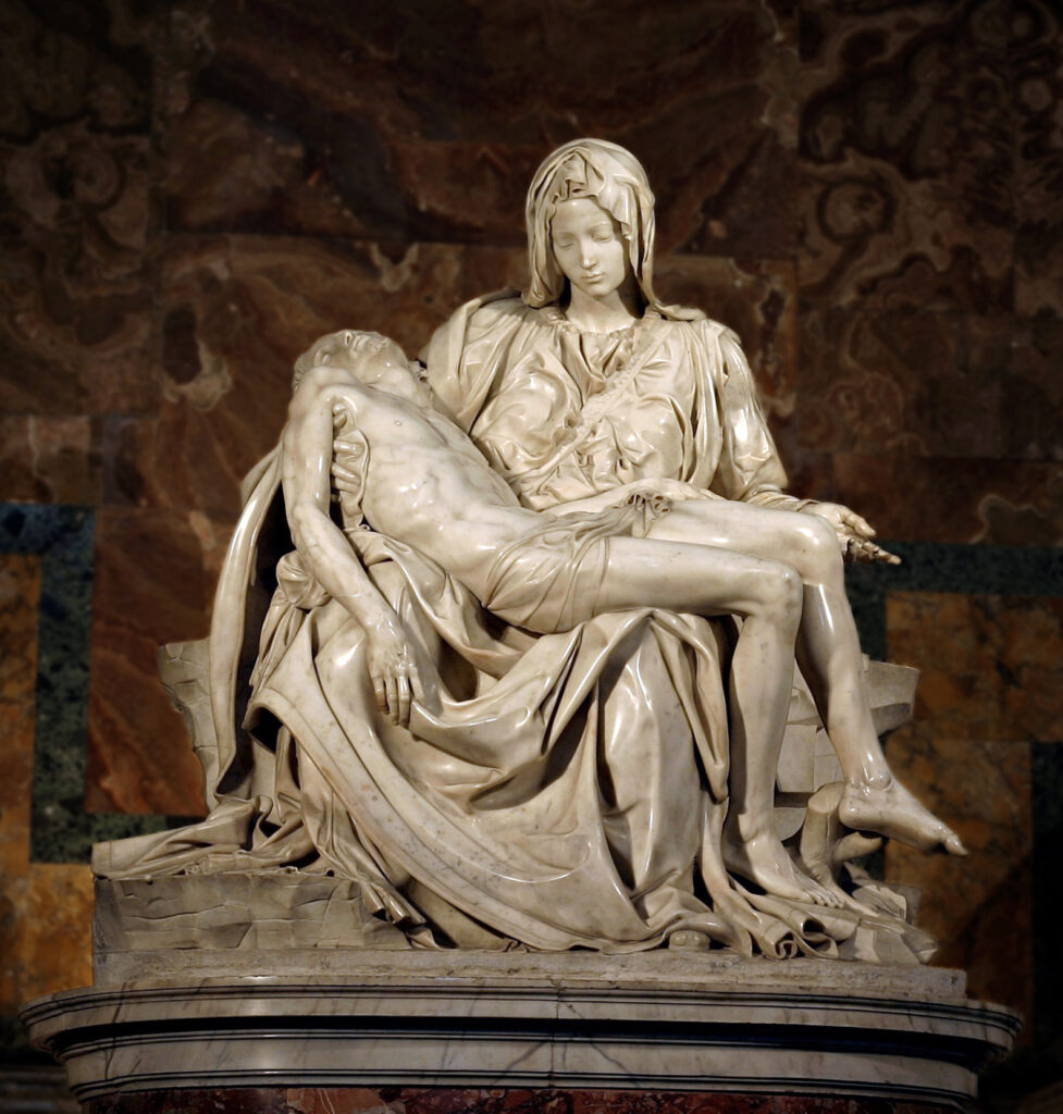 Michelangelo’s Pietà, a statue of Mary holding Christ after his death.